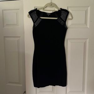 Excellent condition little black dress with leather and diamanté stud detailing